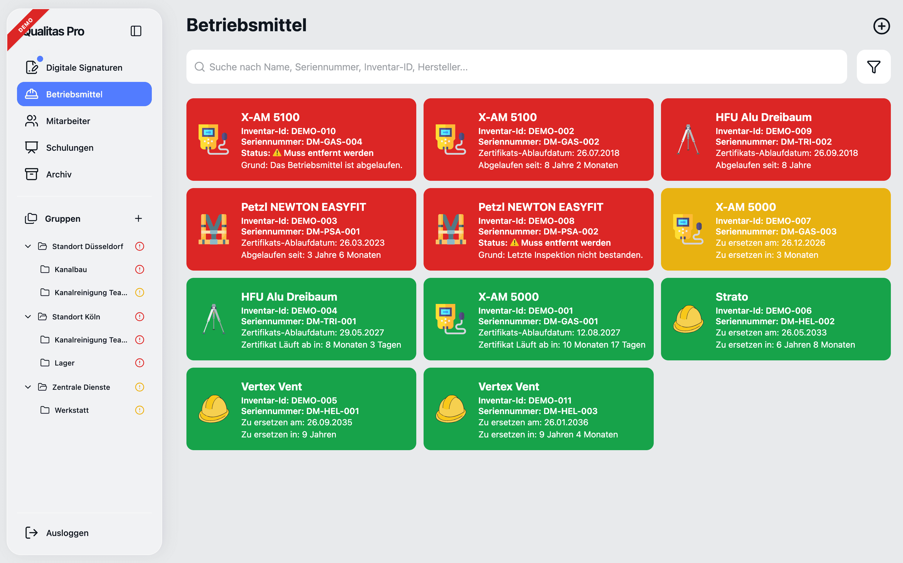Vorschau der kostenlosen Demo-Umgebung